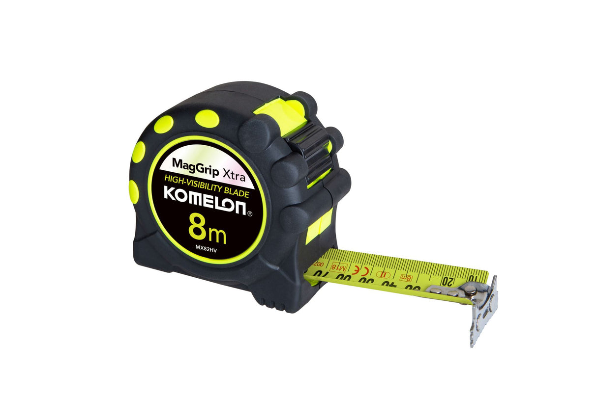 KOMELON Tape Measure Maggrip Xtra Mag Tip High Viz 8m x 32mm