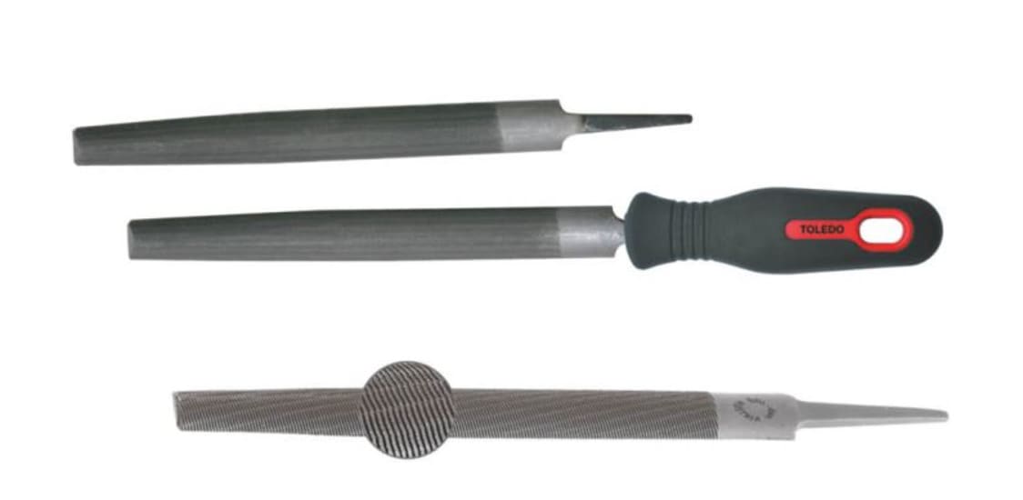 Toledo Half Round Bastard File 300mm, designed for rapid metal removal and smooth finishing with a double cut and tapered shape.