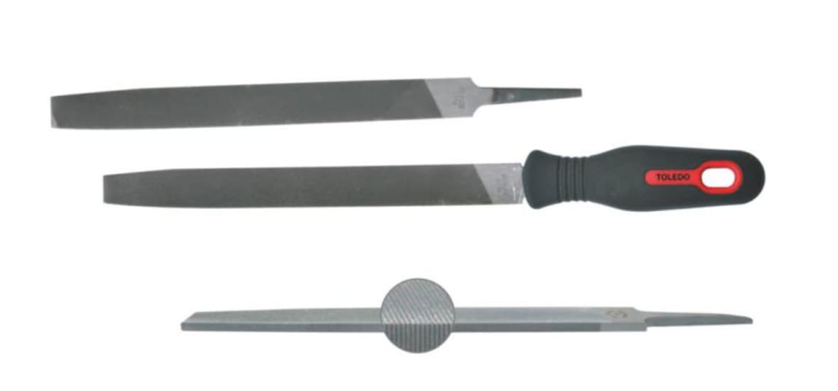 Toledo Engineer's Flat File, 250mm, for precise shaping and smoothing of metal, wood, and plastics; tapered design for tight spaces.