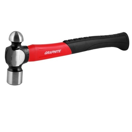 24oz Ball Pein Hammer with a graphite handle, ideal for metalworking, offering precision, durability, and a comfortable grip.