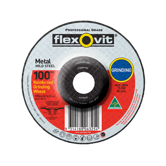 100 x 6.0 x 16mm Grinding Disc Metal-Each