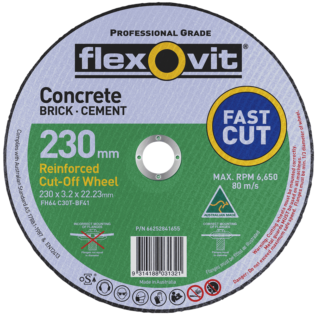 Flexovit Type 41 Cut-Off Wheel 24 Grit 230x3.2x22.23mm (Each)