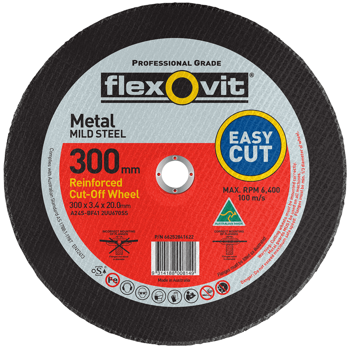 Flexovit Type 41 Cut-Off Wheel 1EA 24 Grit 302x3.4x20mm (Each)