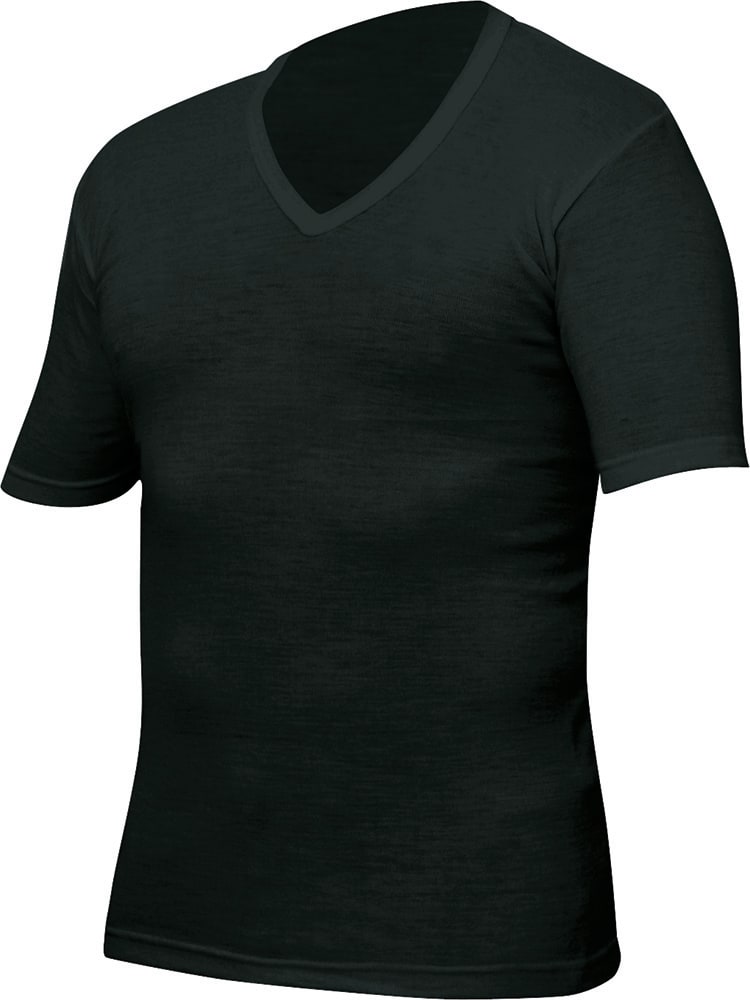 Thermerino, V Neck Short Sleeve Top - Black - M