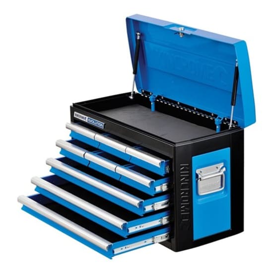 Kincrome 9 Drawer Tool Chest Evolution with gas strut lid, secure locking, and durable design for organized tool storage.