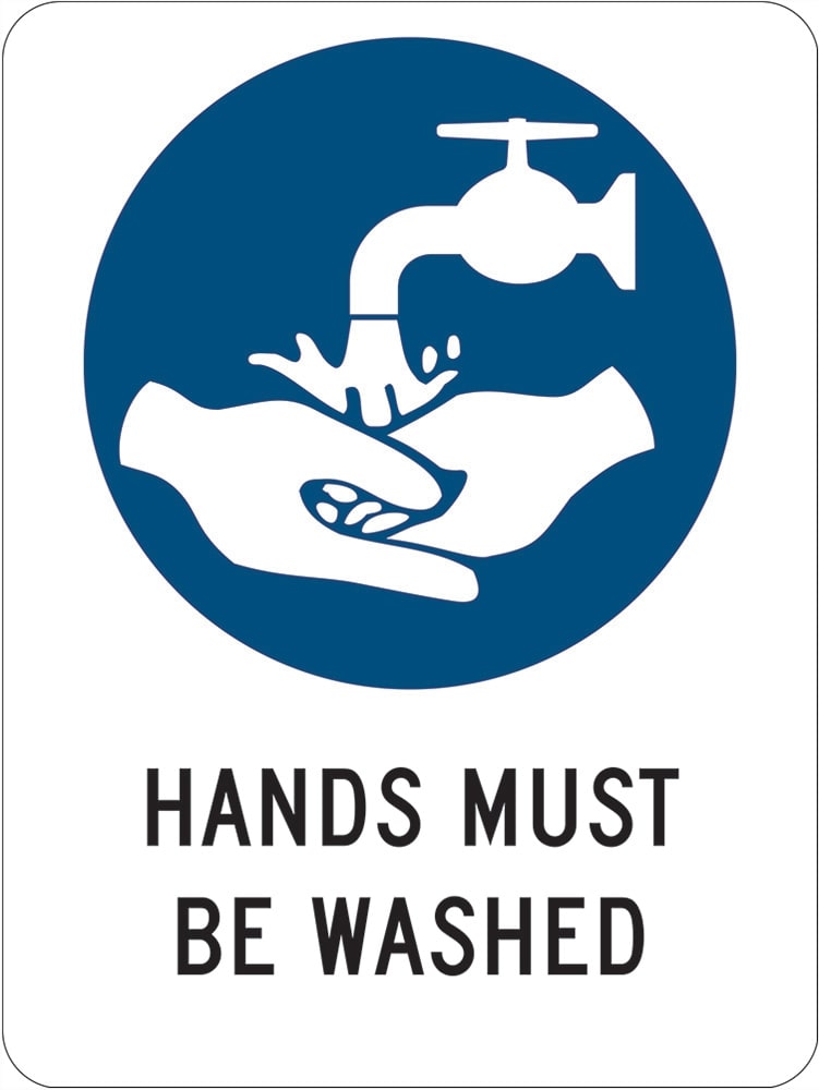 Mandatory Sign | Hands Must Be Washed W300mm x H450mm (Single Sided) - Standard