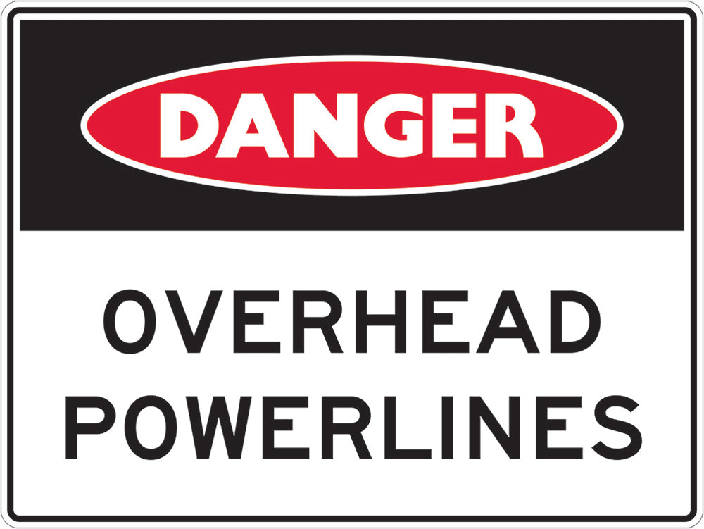 Danger Sign | Overhead Powerlines W600mm x H450mm (Single Sided) - Standard