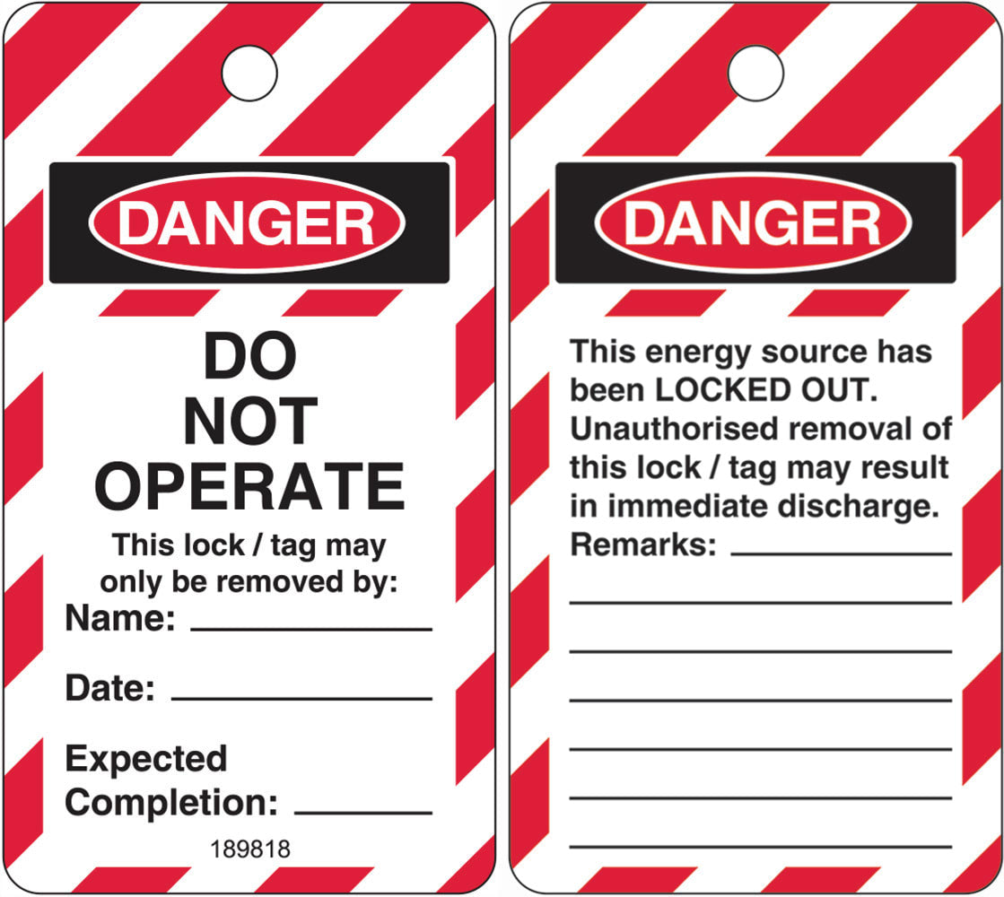 Lockout Tag - Do Not Operate W80mm x H145mm Pack of 25 (Double Sided)