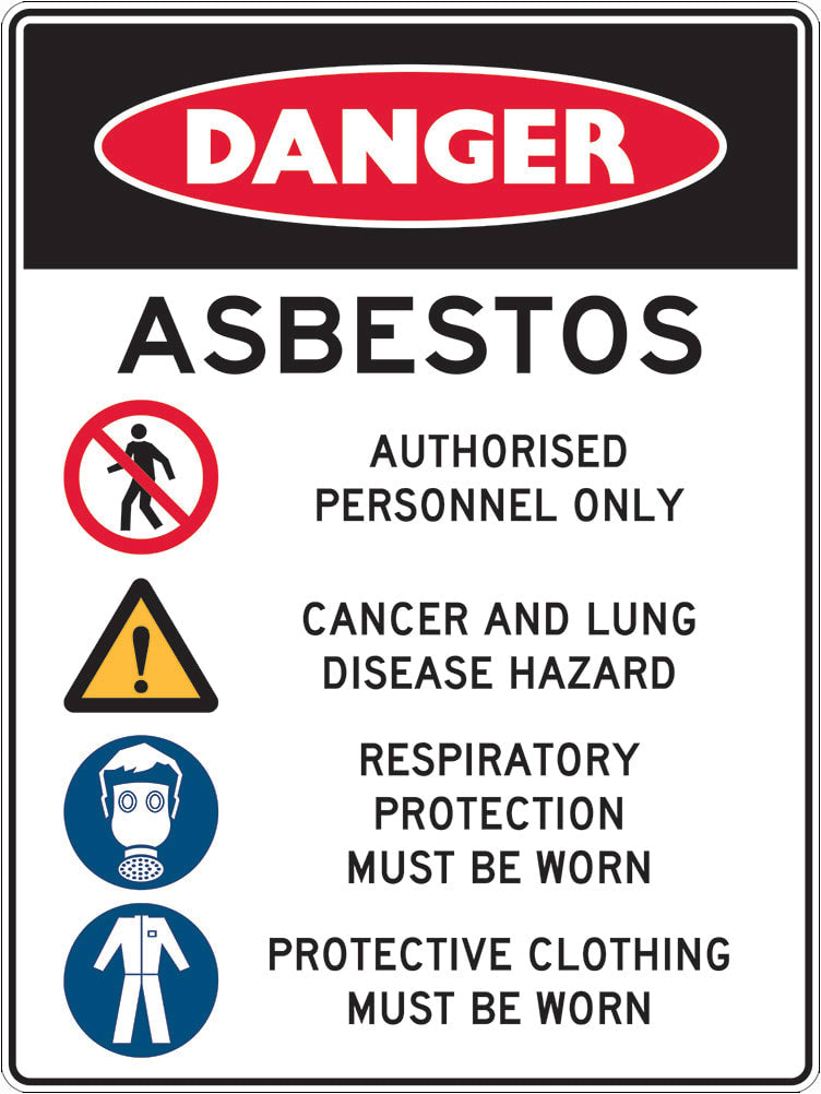 Danger Sign | Asbestos Multi-message Icons W450mm x H600mm -