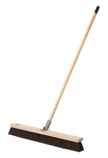 Robust 762mm Bolt Hole Platform Broom with wood stock, natural java fill, and a sturdy handle for efficient sweeping.