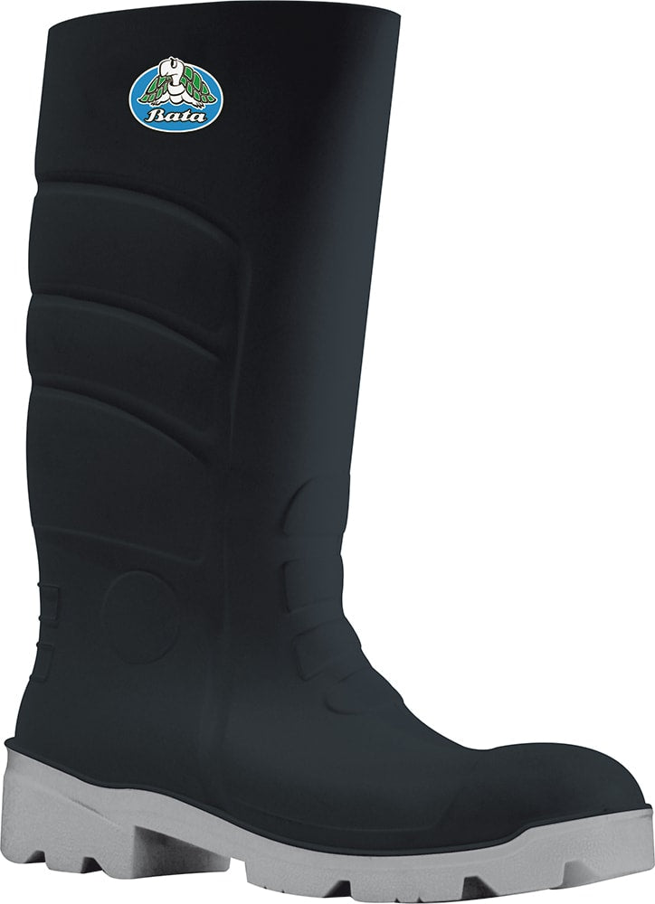 Bata Worklite Polyurethane (PU) Gumboot 4-14 - Black/Grey (Size: 11)