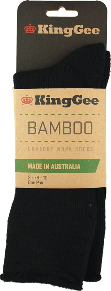 KingGee Bamboo Socks - Black (Size: 6/1)