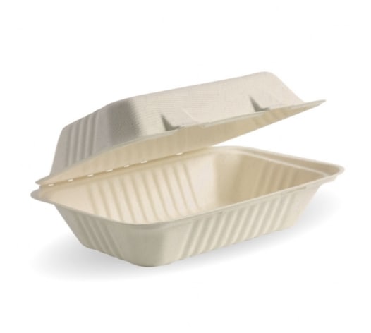 BioPak Natural Plant Fibre Clamshell 23x15x8cm 125 (Pack)