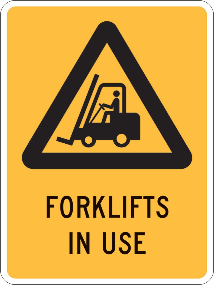 Warning Sign | Forklifts In Use W300mm x H450mm (Single Sided) - Standard