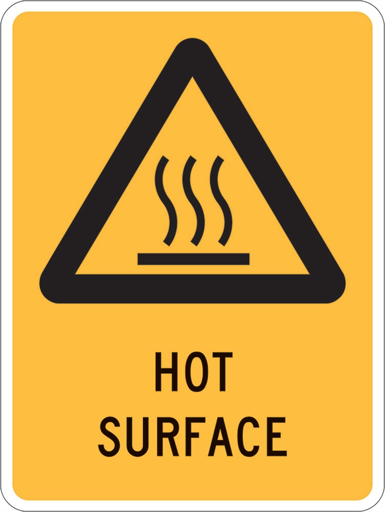 Warning Sign | Hot Surface W90mm x H125mm (Pack of 5) - Standard