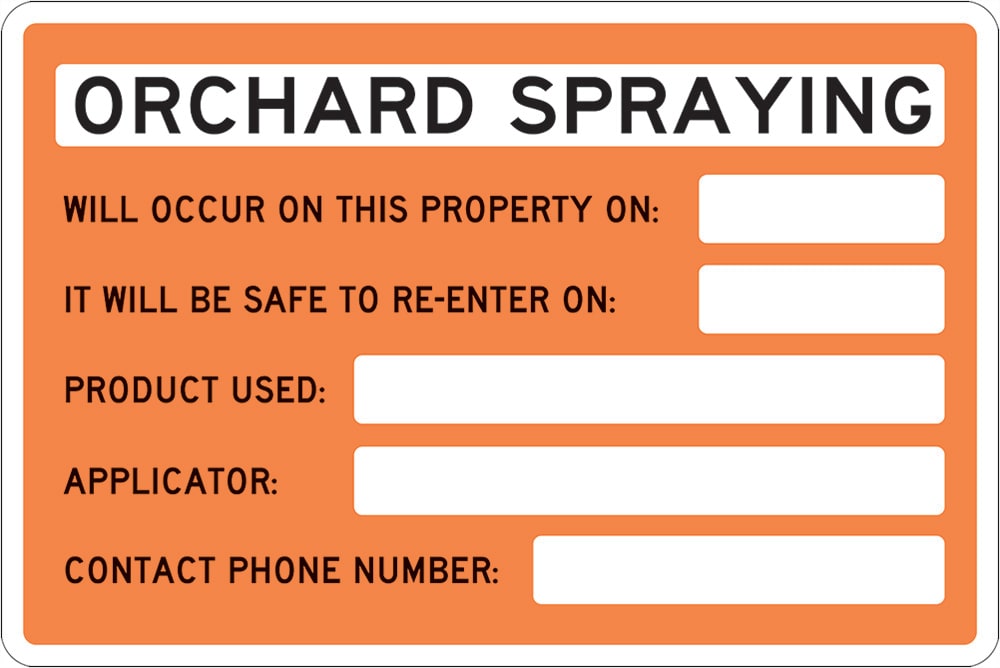 Warning Sign | Orchard Spraying W600mm x H450mm (Single Sided) - Standard