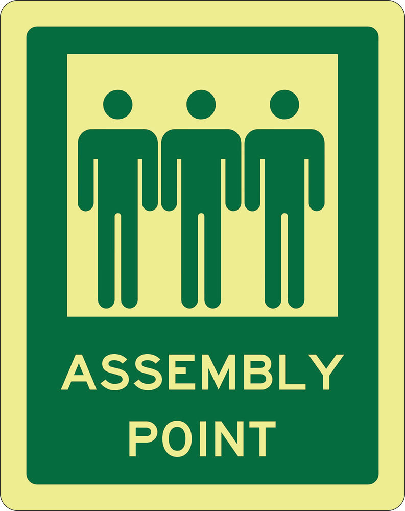Assembly Point Sign | Luminescent W230mm x H290mm (Single Sided) - Standard
