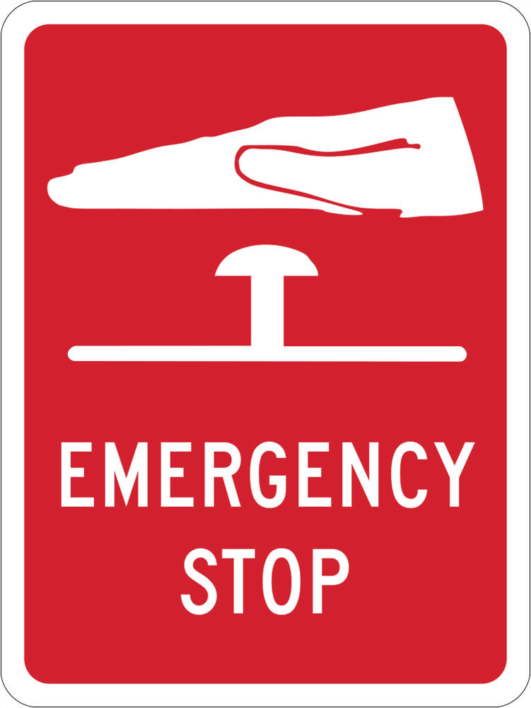 Emergency & Exit Sign | Emergency Stop W180mm x H250mm (Single Sided) - Standard