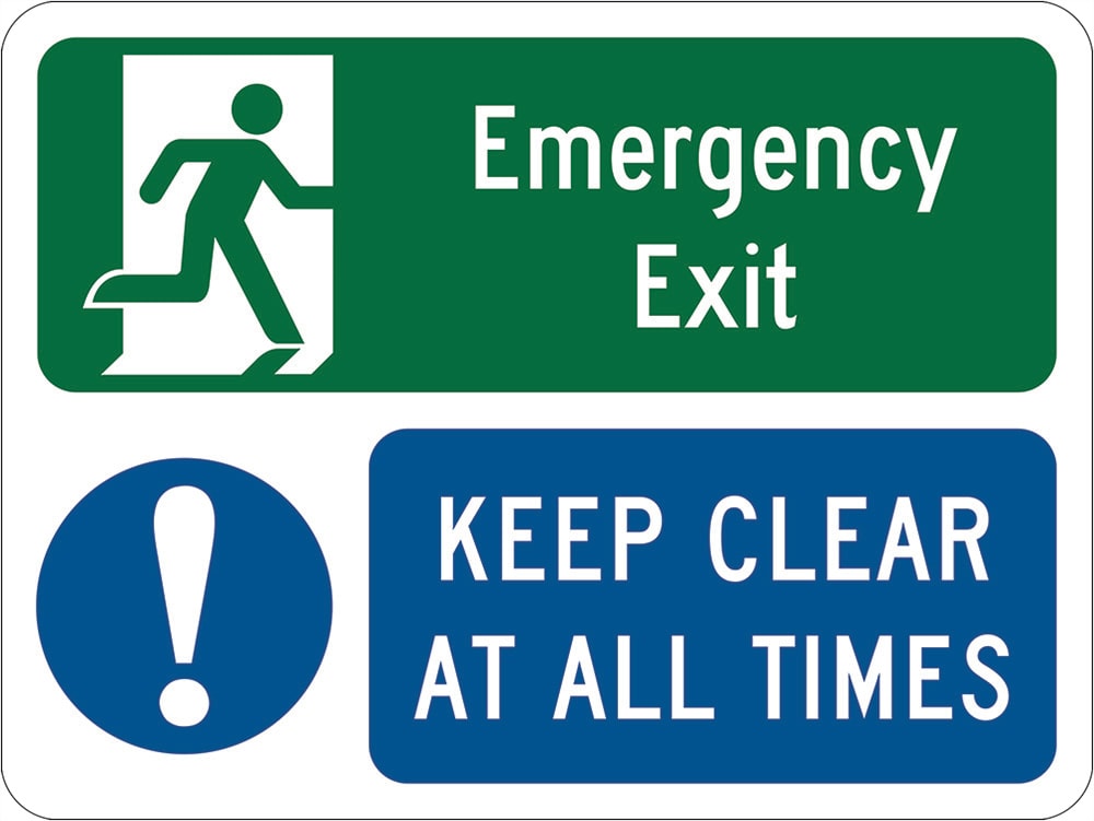 Emergency & Exit Sign | Keep Clear At All Times W450mm x H300mm -