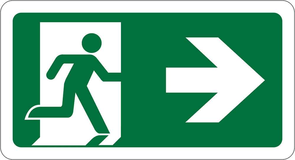 Emergency & Exit Sign | Running Man Arrow, Right W420mm x H220mm -