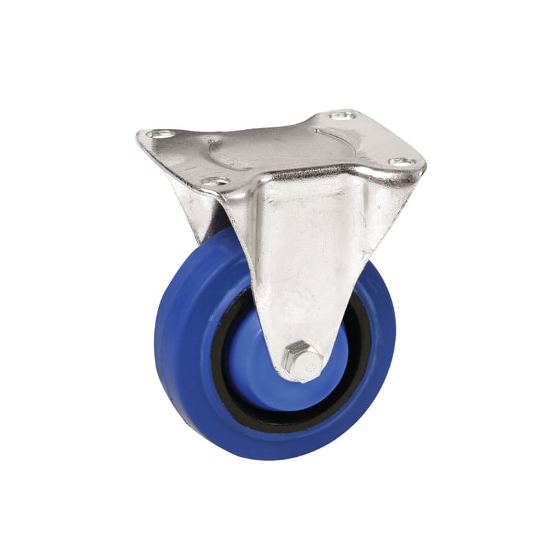 Easyroll 100mm Fixed Plate Mount I6 Castor Elastic Rubber 140kg (Each)
