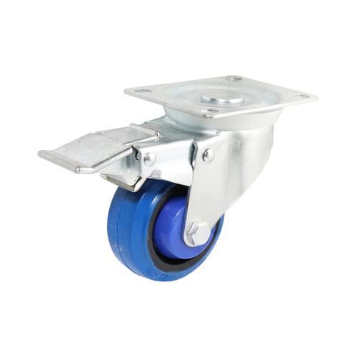 Easyroll 75mm Swivel Brake Plate Mount I6 Castor Elastic Rubber 90kg (Each)