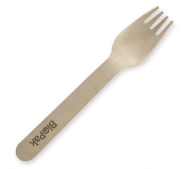 Eco-friendly 16cm uncoated wooden forks made from FSC certified birchwood, perfect for sustainable dining events.