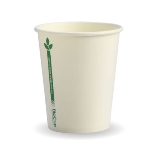 BioPak 80mm White Green Line Single Wall BioCup 8oz/280ml 1000 (Case)