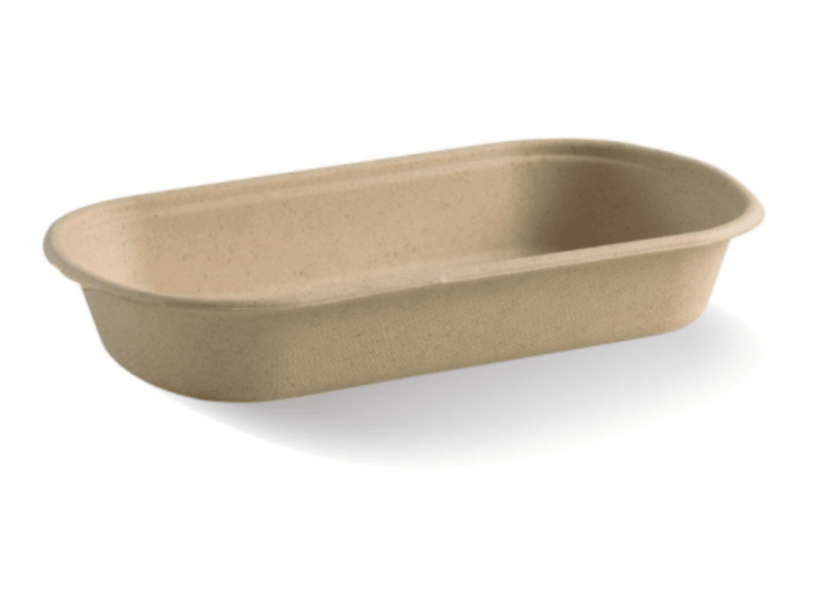 Eco-friendly BioPak Base FoodTray 750ml made from sugarcane pulp, compostable and safe for microwave and fridge use.