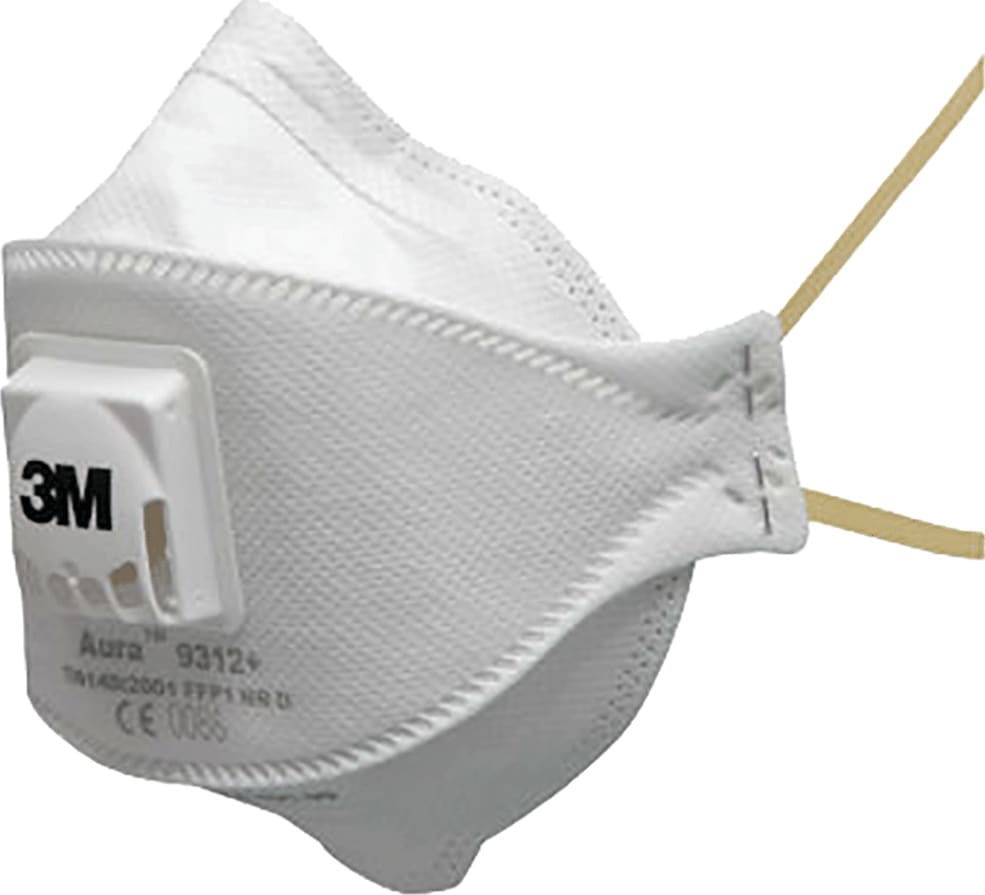 3M Aura FlatFold Partic Respirator 9312A+ P1 valve Medium/Large 10 (Box)
