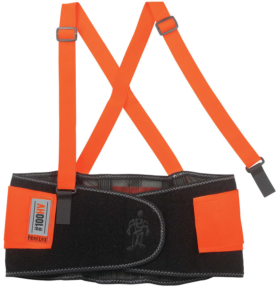 Economy Spandex Hi-Vis Back Support Brace XS-3XL - Orange (Size: 3XL)