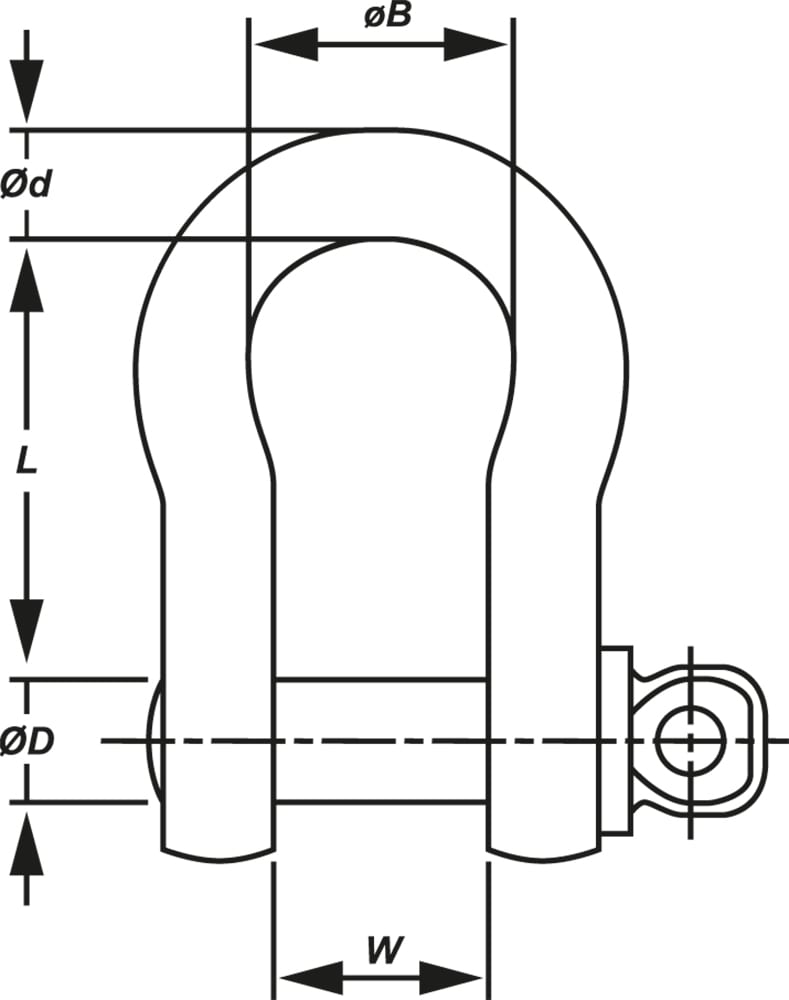 Bullivants Bow Shackle Screw Pin 8.50T WLL 25mm Body Diameter (Each)