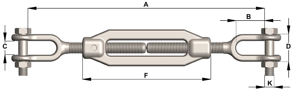 Turnbuckle Clevis & Clevis Galvanised 20mm Grade L (Each)