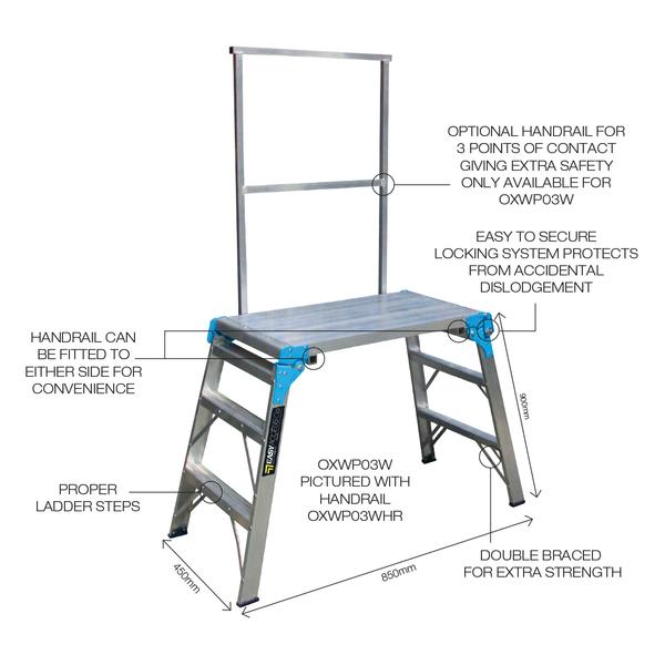 Easy Access AL Folding Work Platform Wide Handrail
