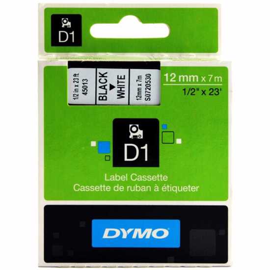 Dymo 12mm Black On White D1 Tape (Each)