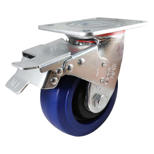 Easyroll 125mm Swivel Brake Plate Mount J3 Castor Elastic Rubber 240kg (Each)