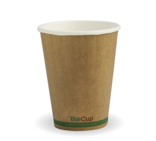 BioPak 80mm Kraft Green Stripe Double Wall BioCup 8oz/255ml 1000 (Case)