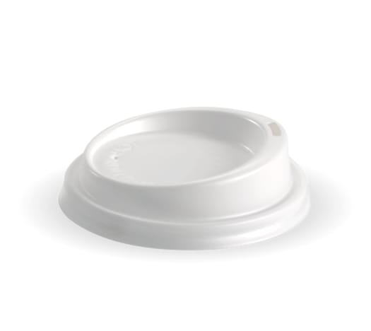 BioPak 80mm White PS Hot BioCup Lid - Small 6-12oz 50 (Pack)