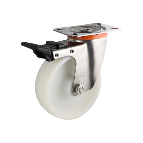 Easyroll 125mm Swivel Brake Plate Mount S5 Castor Nylon 230kg (Each)