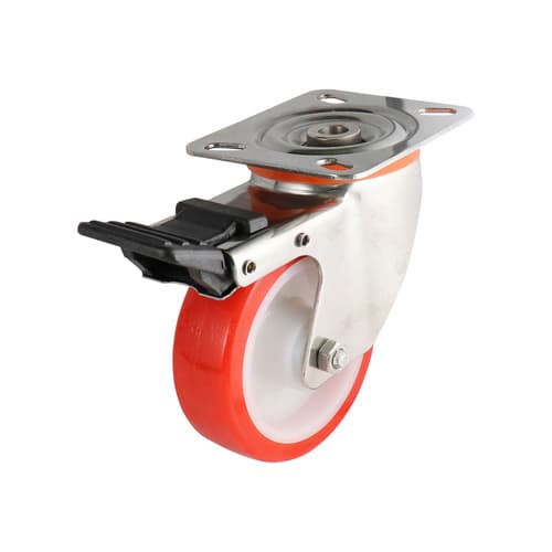 Easyroll 125mm Swivel Brake Plate Mount S5 Castor Urethane 230kg (Each)