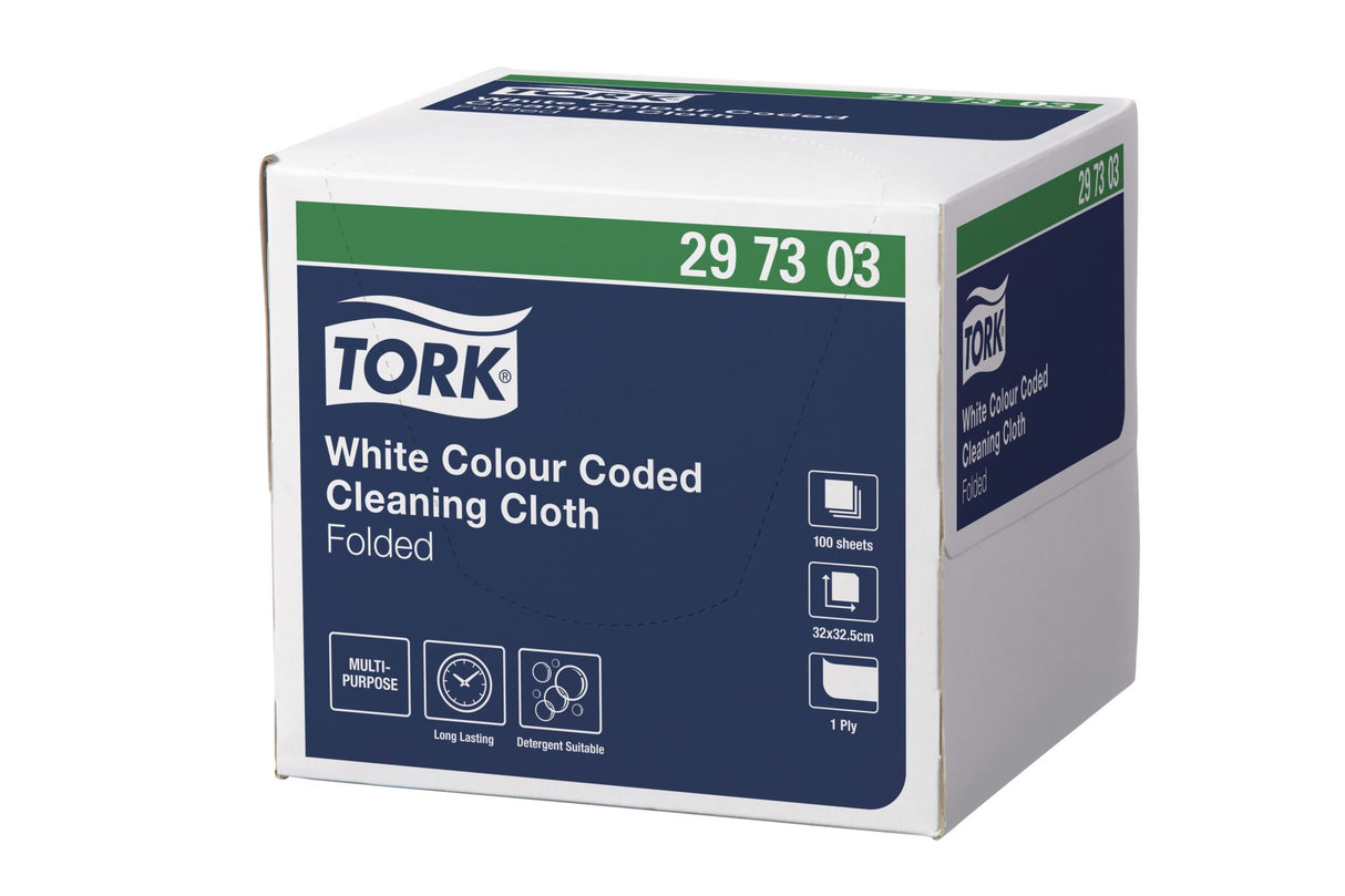 Tork Colour Coded Folded Cleaning Cloth White 320mm x 325mm