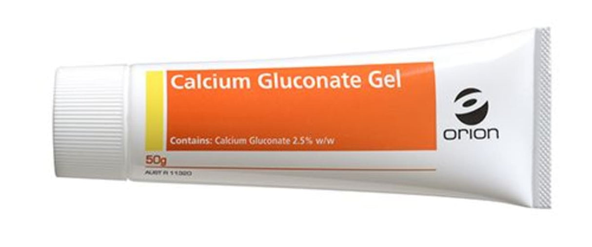 Calcium Gluconate Gel-50g tube for soothing skin relief, quick-absorbing, non-greasy, ideal for hydration and minor irritations.