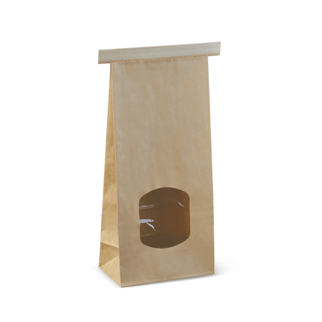 Detpak Medium Tin Tie Paper Bag Brown with Window 115x72x246mm