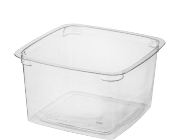 Clear square food storage containers (300ml) in a pack of 25, featuring airtight, leak-resistant lids and eco-friendly design.