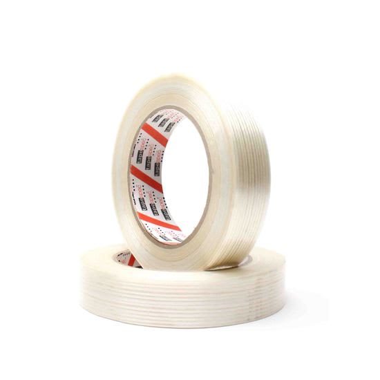 Robust FPF2 Longtitudinal Filament Tape, 18mm x 45m, ideal for bundling heavy items and sealing in various conditions.