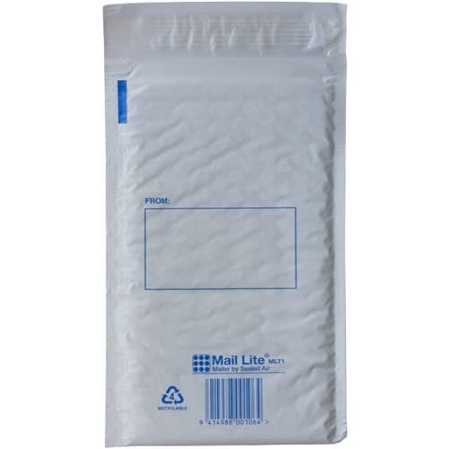 Jiffy MLT1 Mail Lite Cushioned Mailer Bag 113 x 210mm 100 (Case)