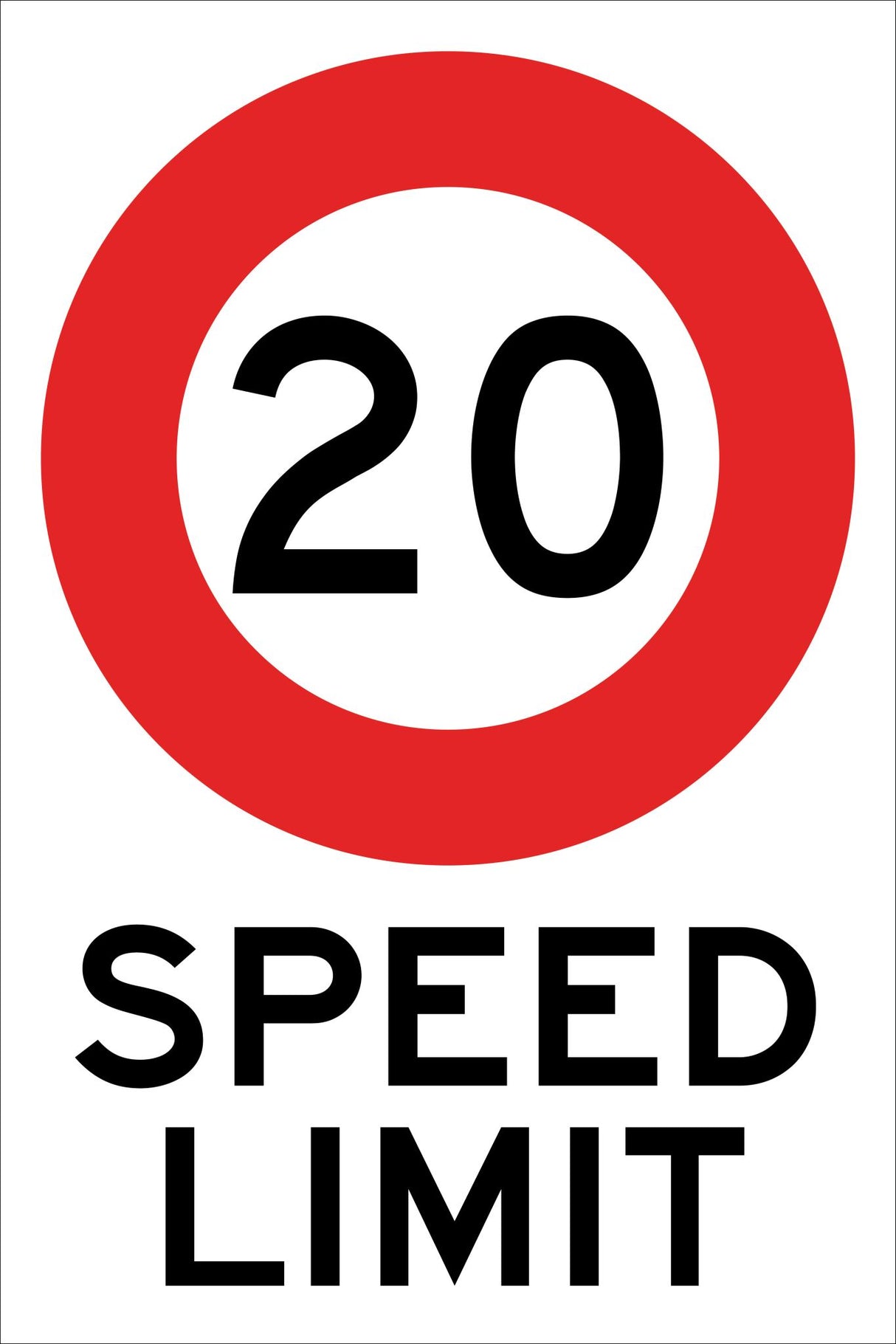 Speed Limit Sign | 20 Standard W300mm x H450mm (Single Sided) - Standard