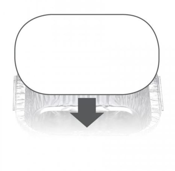 Confoil 7114LB Lid 128x105mm for 7114 containers, 900/case; durable, oven-safe design for efficient food storage and presentation.