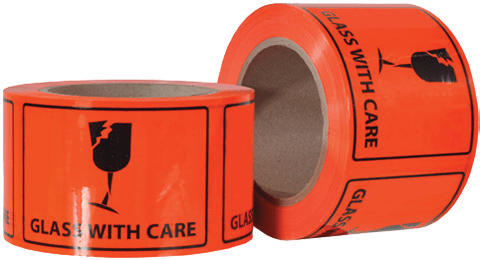 GLASS WITH CARE Rippa Shipping PET Label 72mm x 100mm x 66m 660 (Roll)