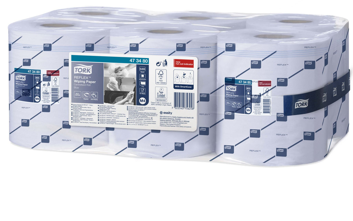 Tork M4 Reflex Multipurpose Wiping Paper Blue 270m 6 Rolls